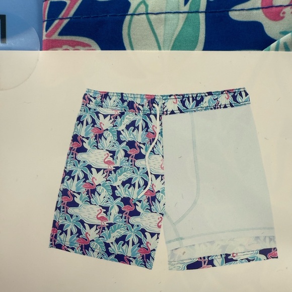 Flamingo Paradise Blue Swim Trunks - Picture 4 of 9